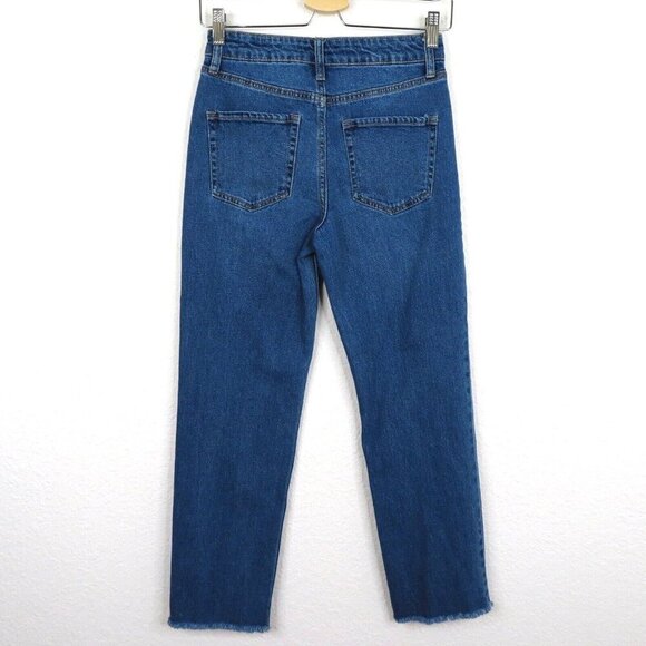 Wild Fable Womens 2 Medium Blue Wash Denim Jeans Distressed Raw Hem Cotton Blend - Picture 5 of 10